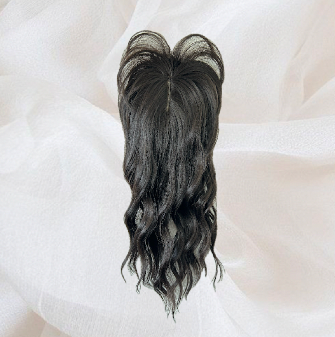 Postiche cheveux ondulé mi long avec frange