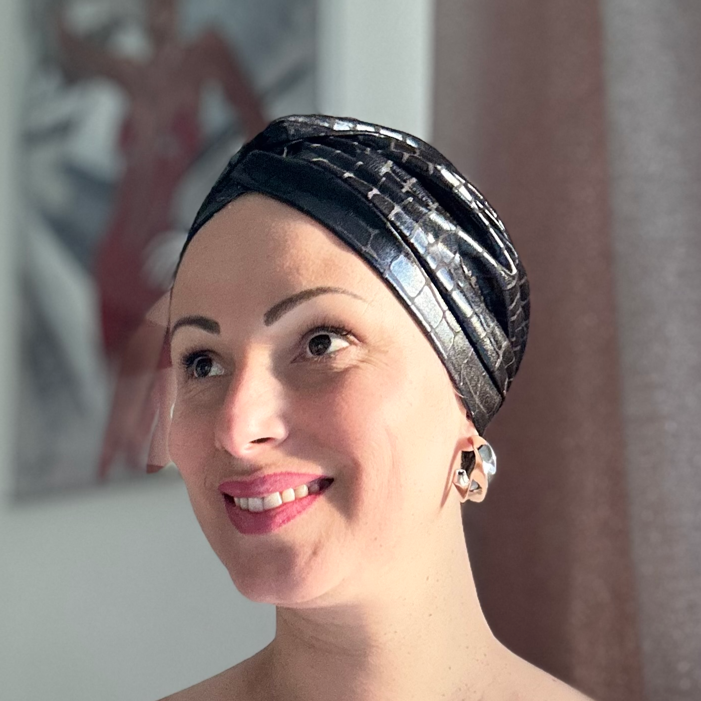 Turban en jersey " Metallic Twist "