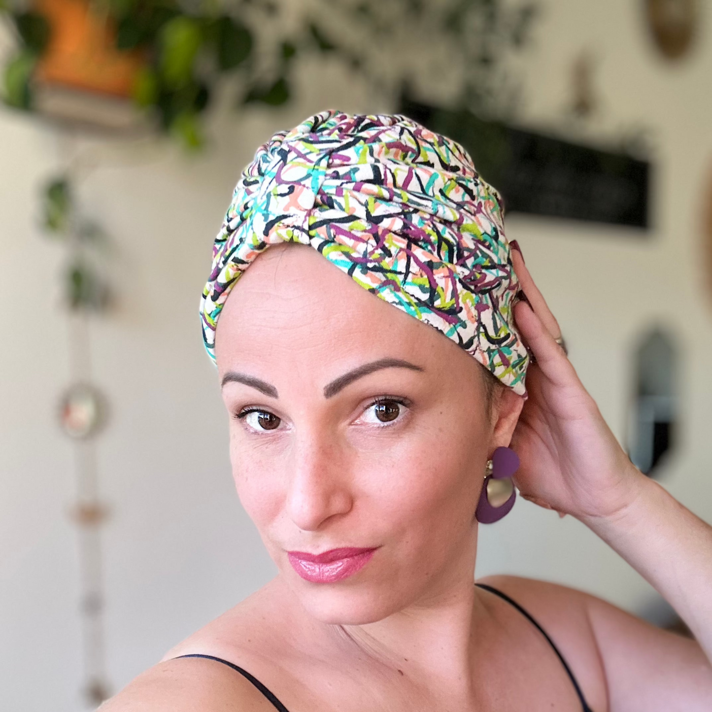 Turban en bambou imprimé "Confettis"