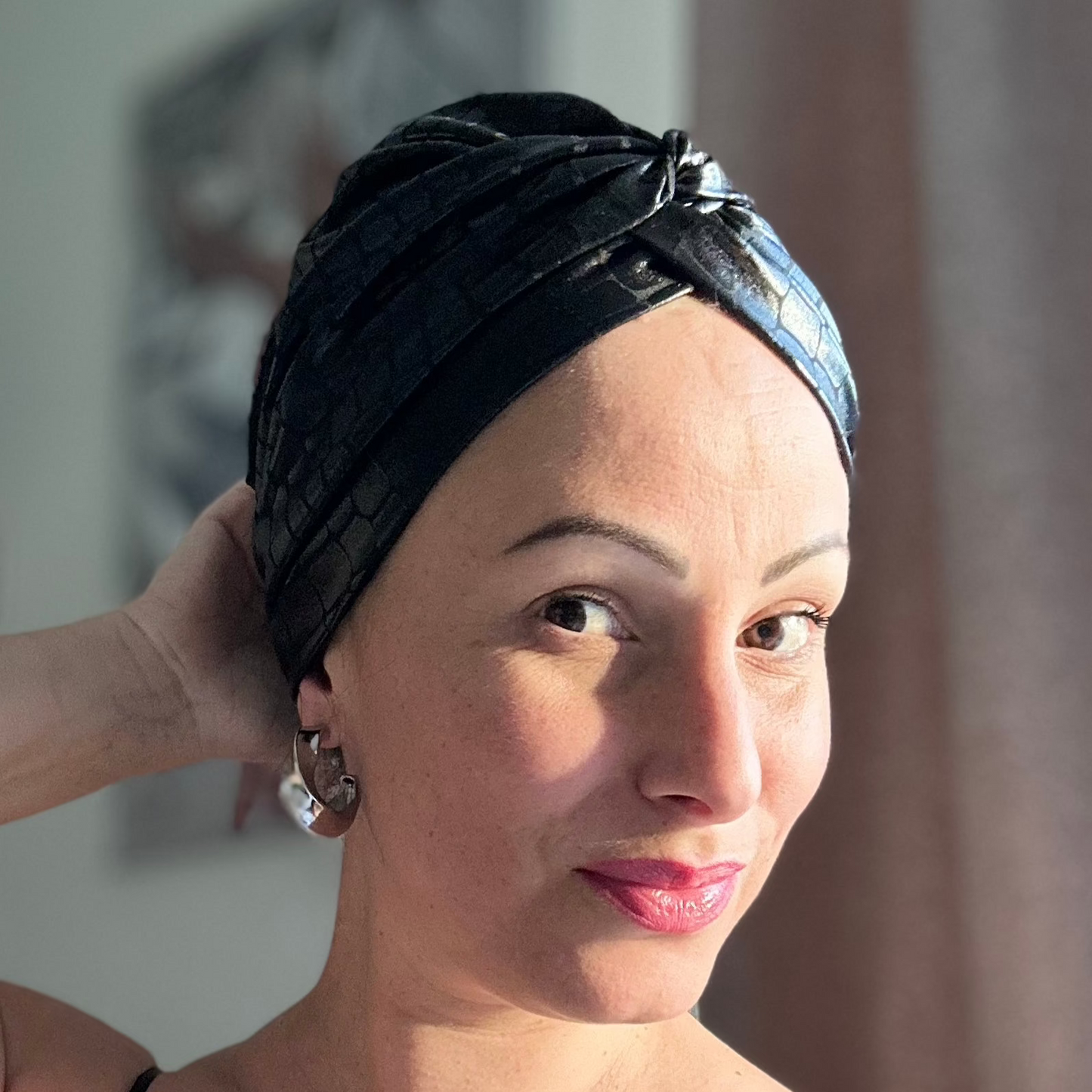 Turban en jersey " Metallic Twist "